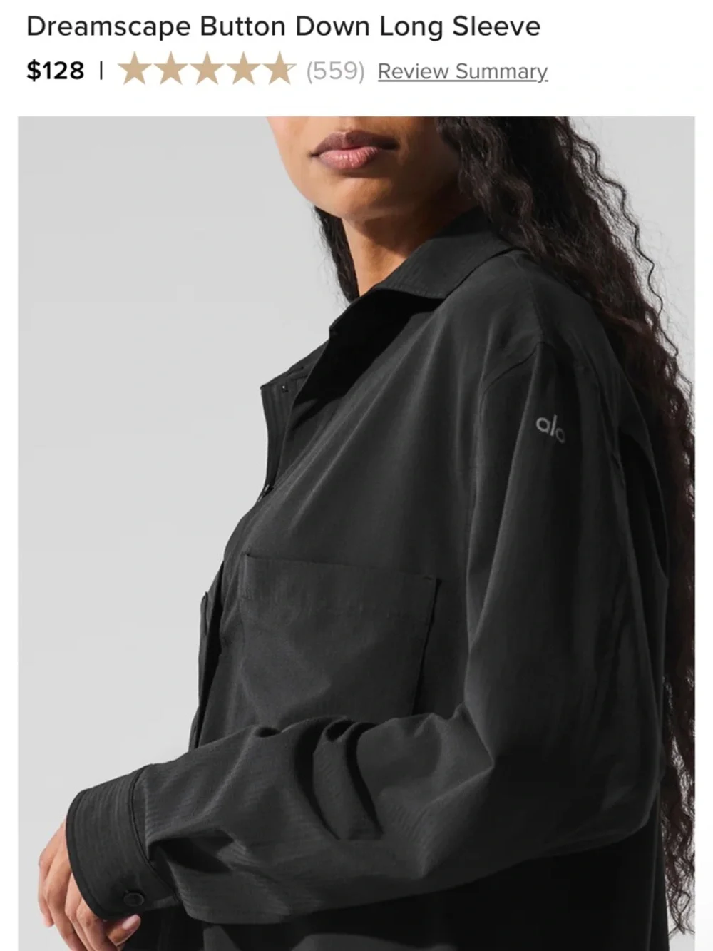 ALO Yoga Black Dreamscape Button Down Long Sleeve - Picture 1 of 7